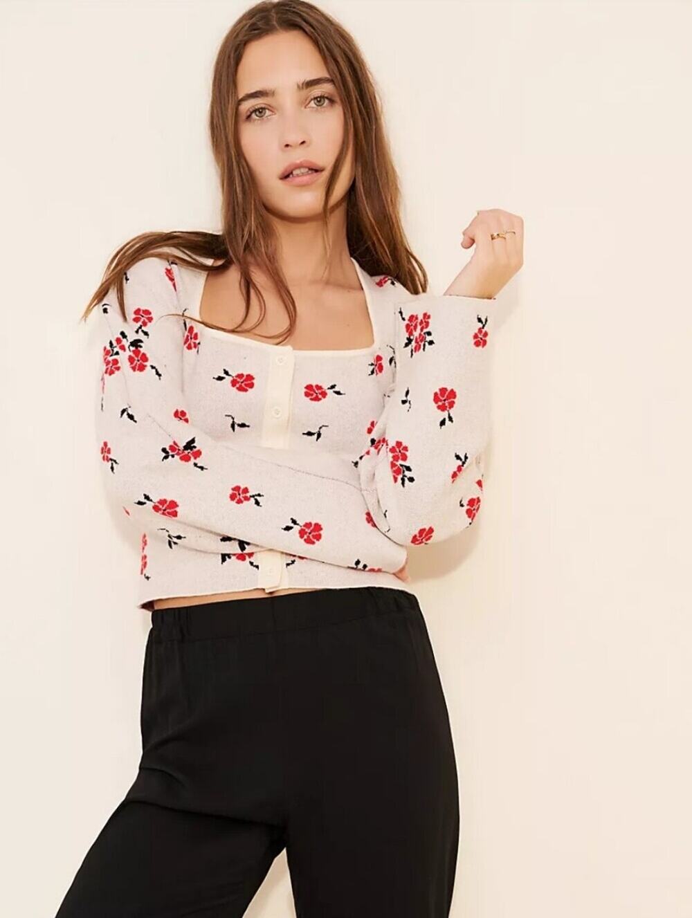*FINAL PRICE DROP* Saemdi Floral Cropped Cardigan
